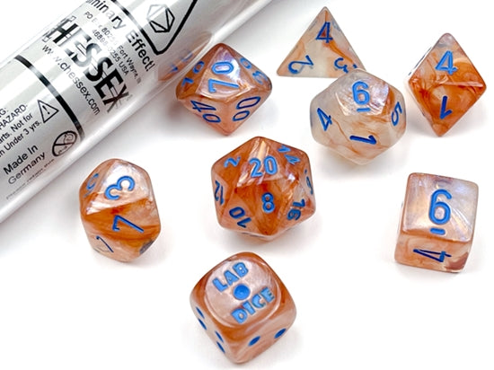 Chessex: 7-Die Set: Lab Dice 5: Borealis: Rose Gold/ Light Blue