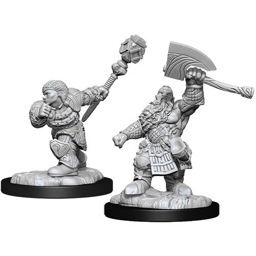 Wizkids: Magic the Gathering: Unpainted Minis: W14: Dwarf Fighter & Dwarf Cleric (M/F)